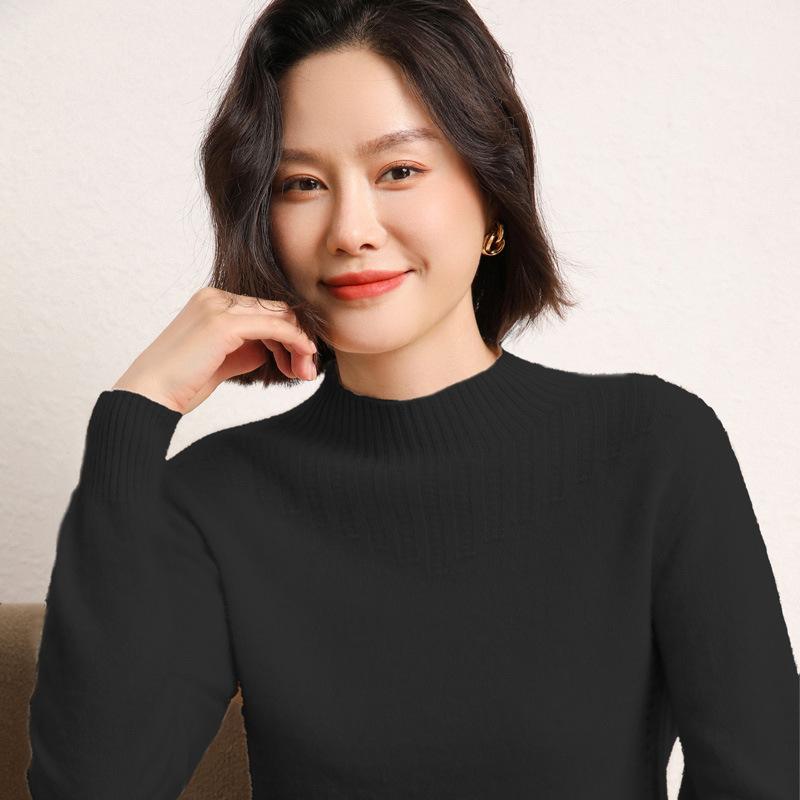 Tragefertiger Rollkragen-Cardigan für Damen im Herbst und Winter Neues Kaschmir-Strick-Basisshirt Modischer vielseitiger Pullover M von Joom DACH