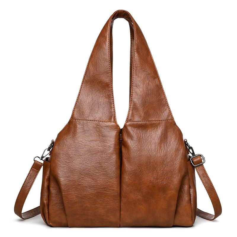 Tragetasche Damen Große Kapazität Umhängetasche Weiches Leder Schultertasche Unterarmtasche braun von Joom DACH