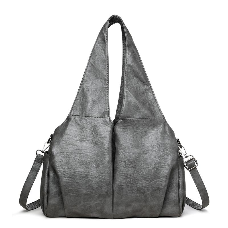 Tragetasche Damen Große Kapazität Umhängetasche Weiches Leder Schultertasche Unterarmtasche grau von Joom DACH
