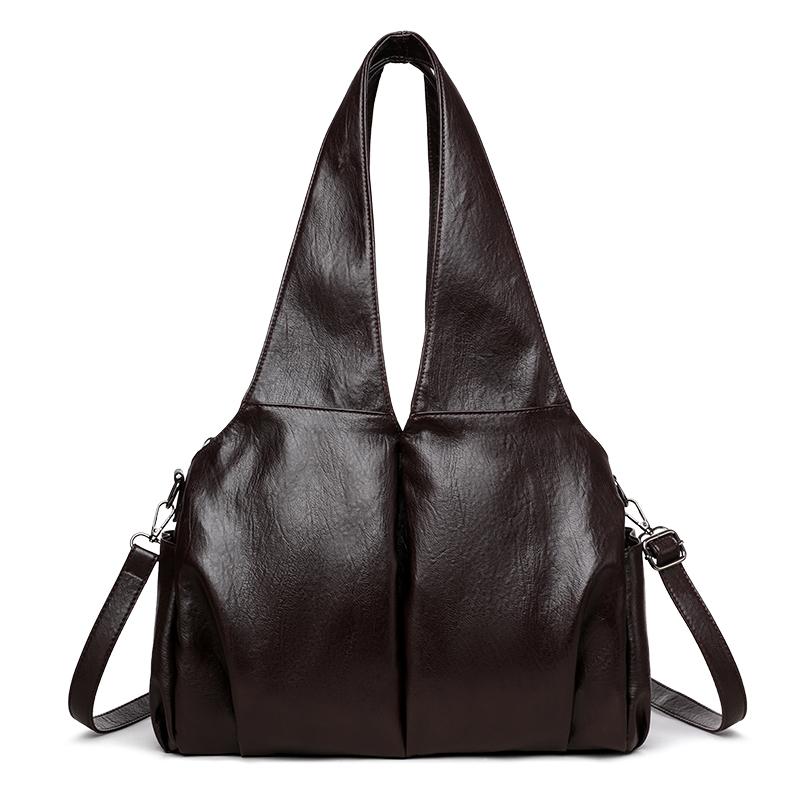 Tragetasche Damen Große Kapazität Umhängetasche Weiches Leder Schultertasche Unterarmtasche kaffeebraun von Joom DACH