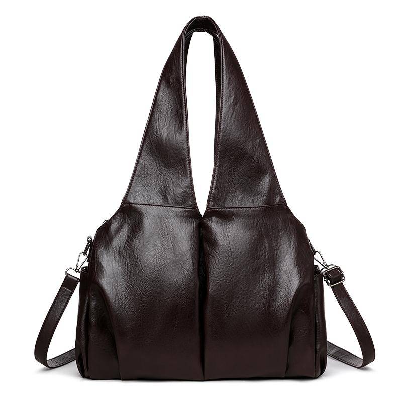 Tragetasche Damen Große Kapazität Umhängetasche Weiches Leder Schultertasche Unterarmtasche kaffeebraun von Joom DACH