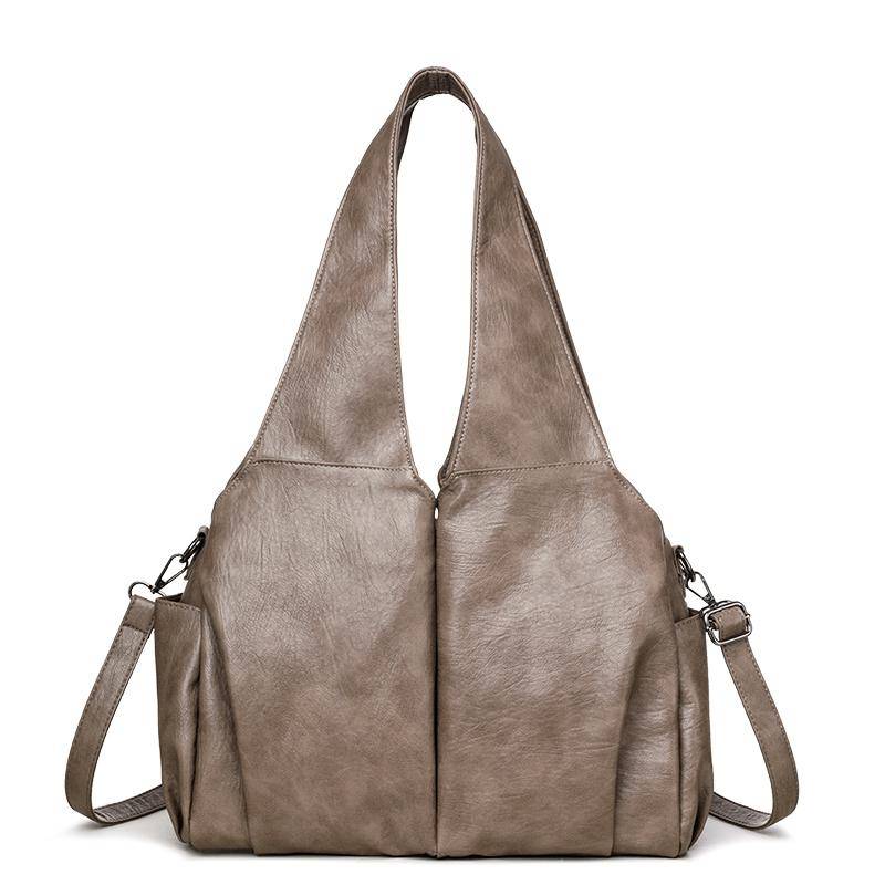 Tragetasche Damen Große Kapazität Umhängetasche Weiches Leder Schultertasche Unterarmtasche khaki von Joom DACH
