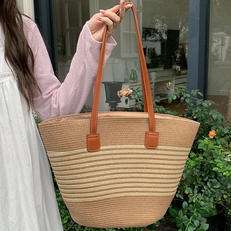 Tragetasche Damen Tragetasche Seaside Premium Touch Strand Schultertasche Gewebte Pendlertasche von Joom DACH