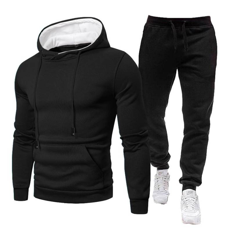 Trainingsanzug Männer Sets Winter Hoodies + Hosen 2 Stück Set 2021 Herren Marke Jogger Jogginghose Anzug Männlich XXL schwarz von Joom DACH
