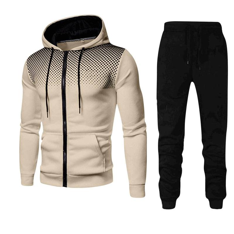 Trainingsanzug Männer Zwei Stücke Set Herren Sportswear Männlichen Jacke Hoodie Und Hose Sweatsuit Hoodies + Hosen XL khaki von Joom DACH