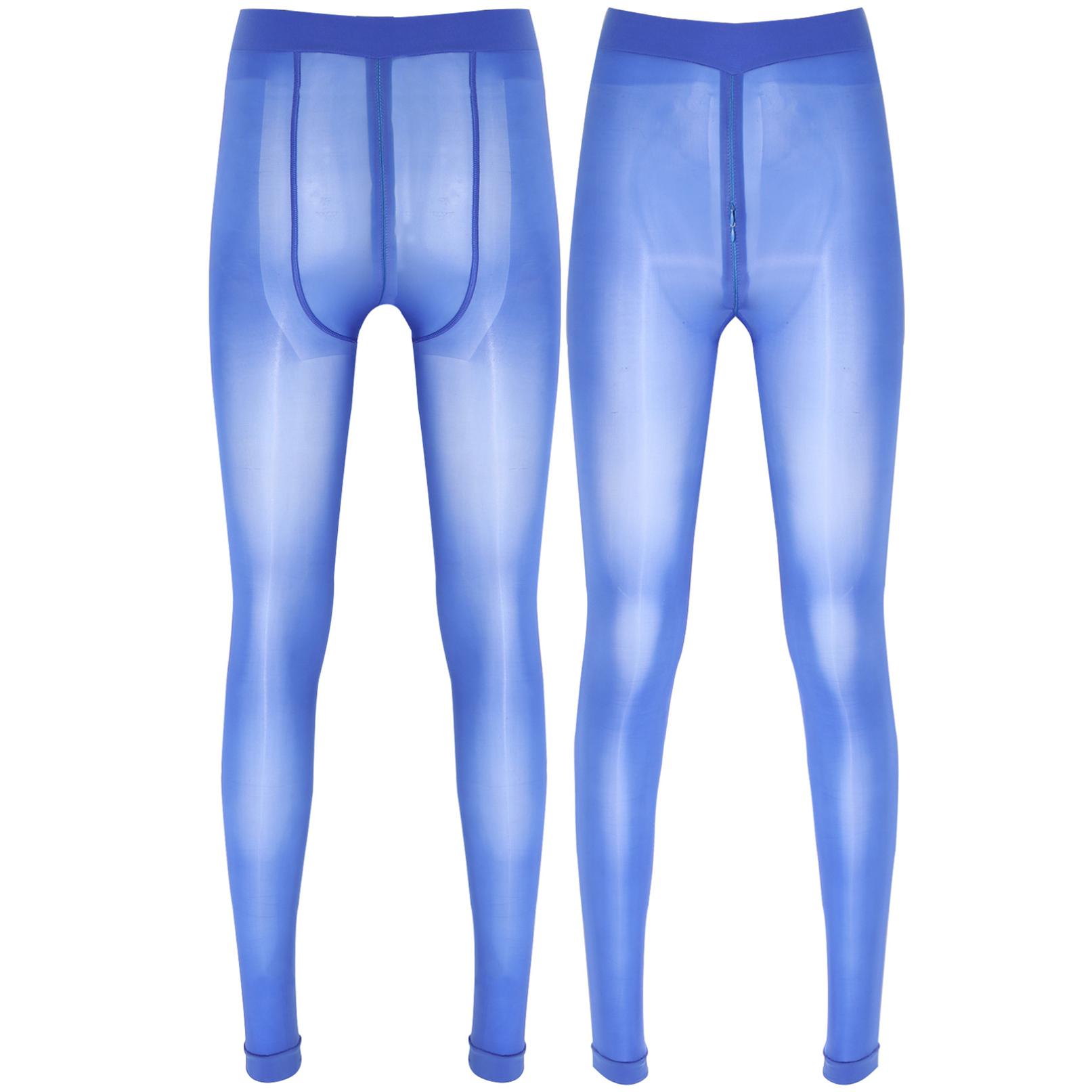 Transparente Damen-Strumpfhose mit Reißverschluss im Schritt, dehnbare, durchsichtige Strumpfhose, einfarbige Leggings L königsblau von Joom DACH