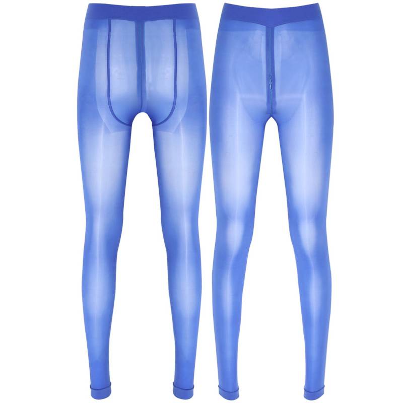Transparente Damen-Strumpfhose mit Reißverschluss im Schritt, dehnbare, durchsichtige Strumpfhose, einfarbige Leggings L königsblau von Joom DACH