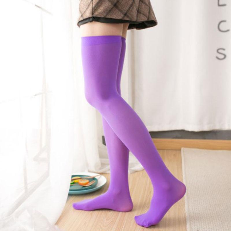 Transparente Overknee-Socken für Damen, rutschfeste Samtstrümpfe, Oberschenkelhoch, Bonbonfarbene halterlose Strümpfe, Cosplay 55cm von Joom DACH