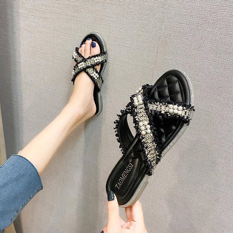 Transparente Sandalen Damen Sommer Oberbekleidung Sandalen und Hausschuhe Damen Flache Römersandalen Große Größe Damenschuhe 33 von Joom DACH