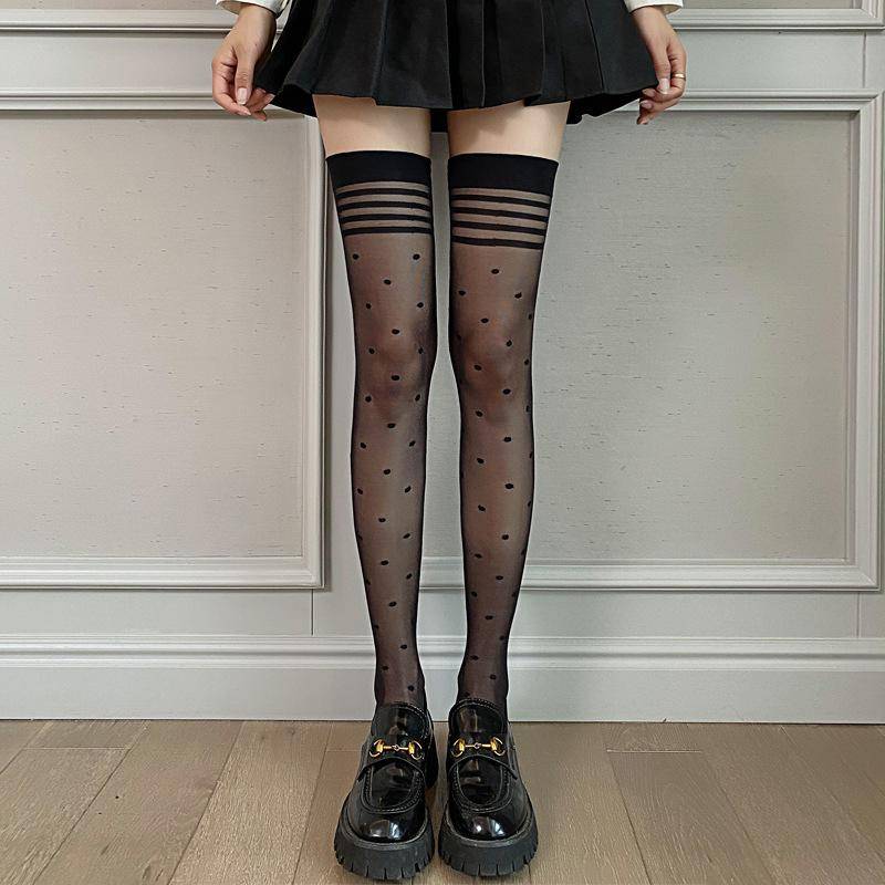 Transparente japanische Stil Oberschenkel hohe Strümpfe Frauen Mädchen Lolita Kniestrümpfe Sommer ultradünne Nylon lange Socken Strümpfe von Joom DACH