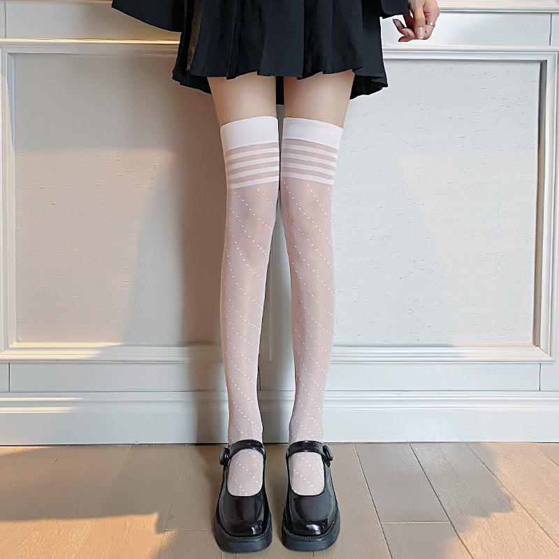 Transparente japanische Stil Oberschenkel hohe Strümpfe Frauen Mädchen Lolita Kniestrümpfe Sommer ultradünne Nylon lange Socken Strümpfe von Joom DACH