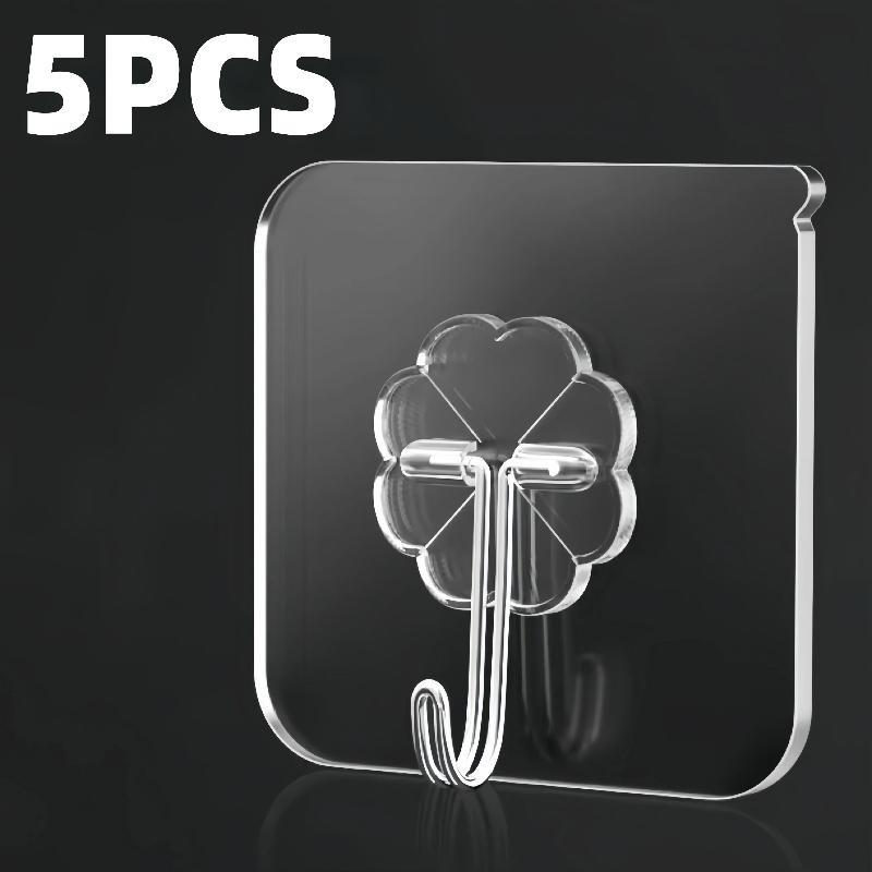 Transparente selbstklebende Wandhaken Schwerlast Mehrzweck Wandhaken Schlüsselhalter Handtuchhalter Für Küchen- Badezimmerzubehör 5Pcs von Joom DACH