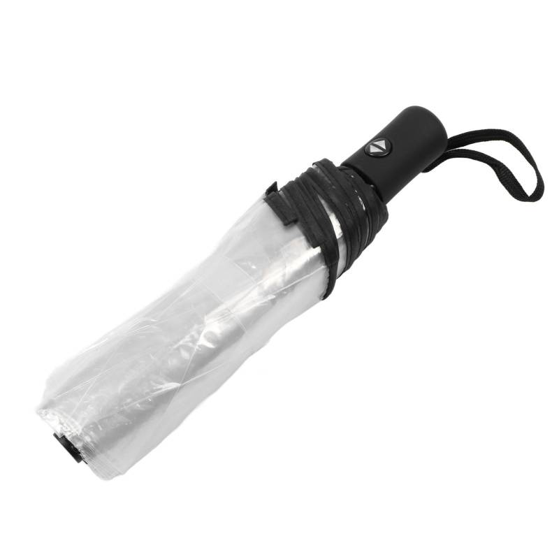 Transparenter Automatischer Faltbarer Regenschirm 8 Speichen 3-fach faltbar Schwarze Kante Transparent Automatisches Öffnen und Schließen von Joom DACH