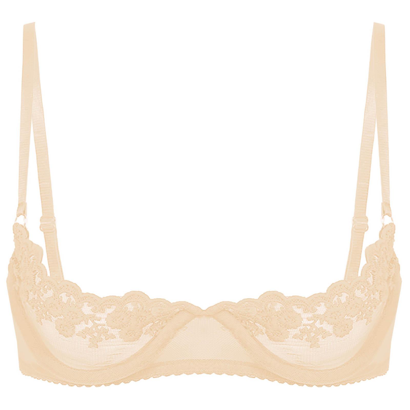 Transparenter Damen-Bügel-BH mit floraler Spitze, Unterwäsche, verstellbarer Riemen, ungefütterter Büstenhalter 3XL nude von Joom DACH