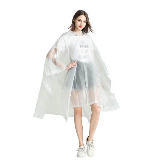 Transparenter EVA-Regenmantel mit Kapuze für Erwachsene, Unisex, mittellanger Poncho mit Druckknöpfen, wasserdicht, winddicht, Wanderregenmäntel für Männer und Frauen weiß von Joom DACH