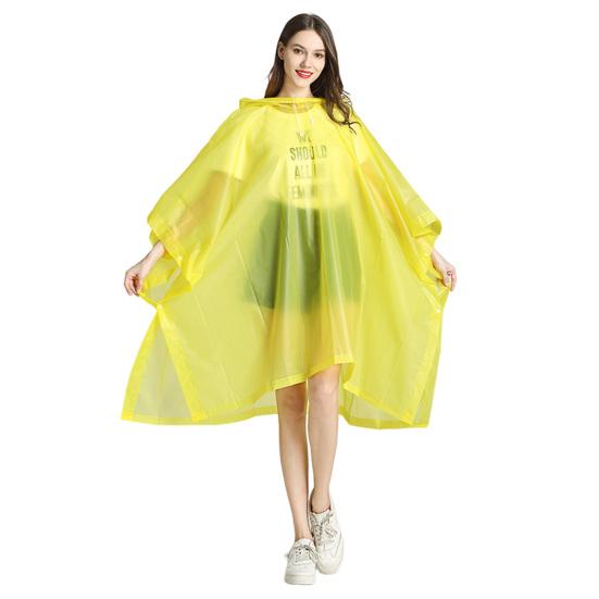 Transparenter EVA-Regenmantel mit Kapuze für Erwachsene, Unisex, mittellanger Poncho mit Druckknöpfen, wasserdicht, winddicht, Wanderregenmäntel für Männer und Frauen gelb von Joom DACH