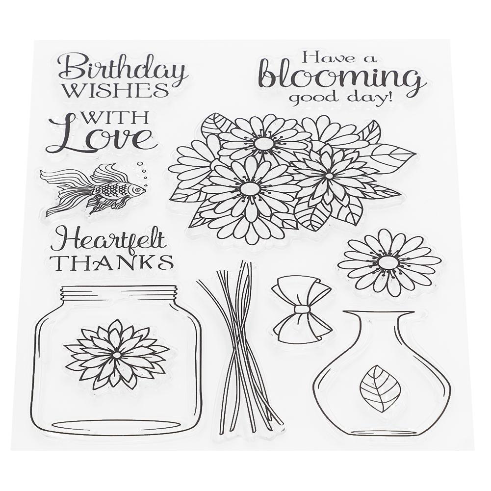 Transparenter Gummi Stempel Blumenvase Siegel W Stanzform DIY für Sammelalbum Handwerkskollektionen von Joom DACH