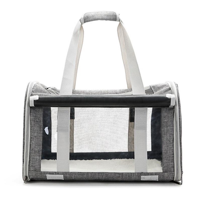 Transportbox für Haustiere, atmungsaktiv, faltbar, weiches Kissen, tragbare Katzentragetasche für Reisen im Flugzeug oder Auto, Grau grau von Joom DACH