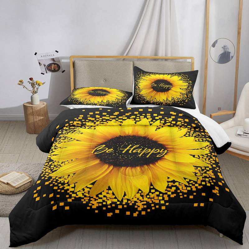Traum Sonnenblumen Bettwäsche Set Bettbezug Set 3D Bettwäsche Set Digitaldruck Bettwäsche Queen Size Bettwäsche Set Modisches Design EU Single 135x200cm von Joom DACH
