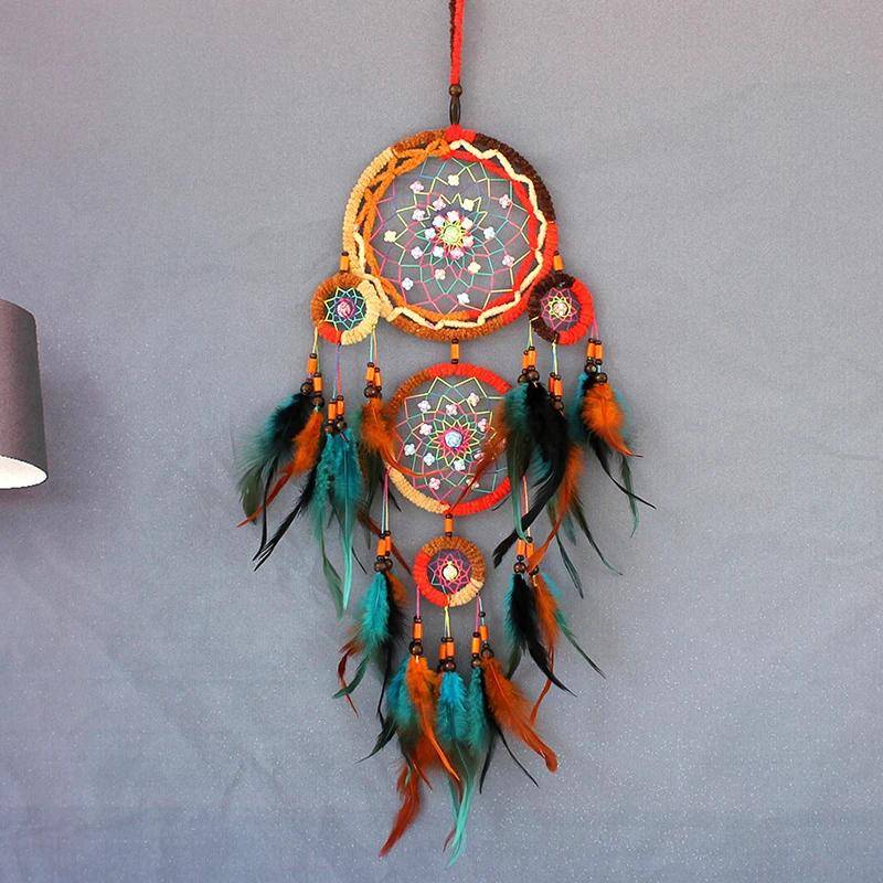 Traumfänger Retro 5 Ring Traumfänger Wohndeko Indianer Naturstein Lebensbaum Traumfänger Wandbehang von Joom DACH
