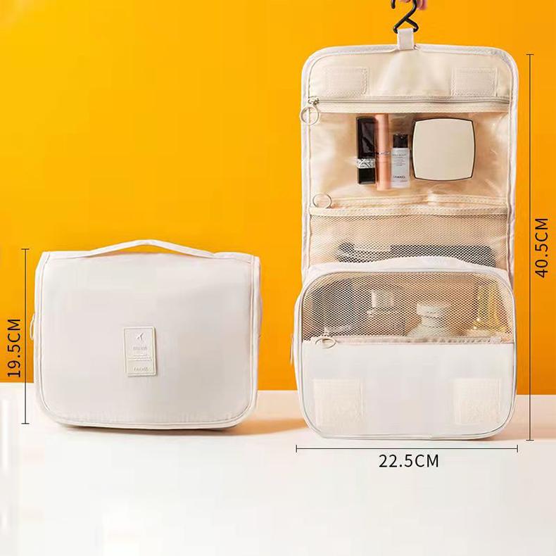 Travel Wash Bag Wasserdichte Kosmetiktasche mit großer Kapazität Tragbare Aufbewahrung Trockene und nasse Trennung Hängende Handtasche beige von Joom DACH