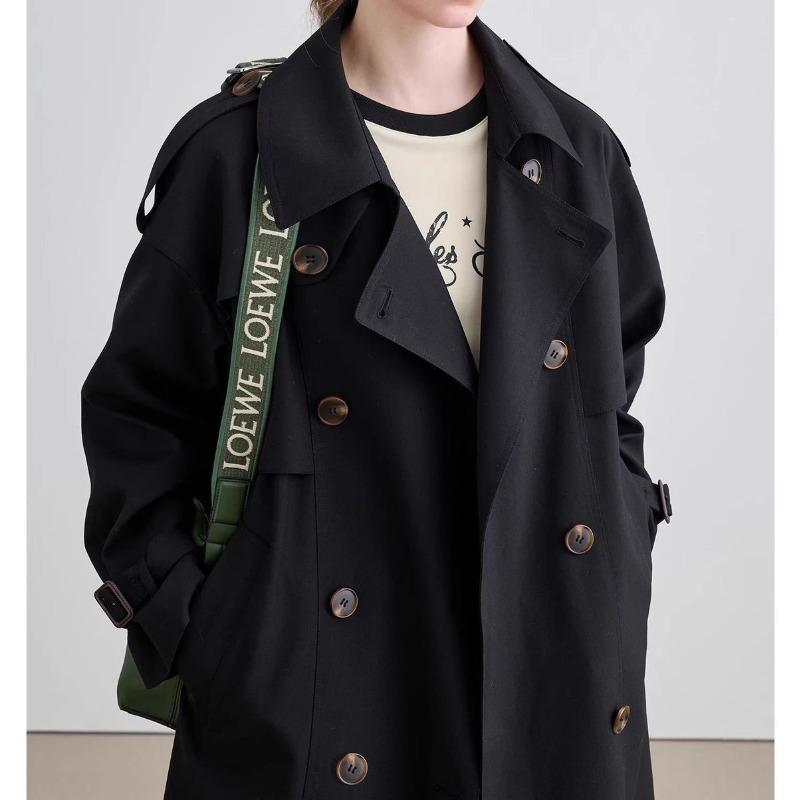 Trenchcoat Damen Mittel und Lang Frühling und Herbst Zweireihig Locker und Dünn Britischer Stil Gürtel Jacke XL von Joom DACH