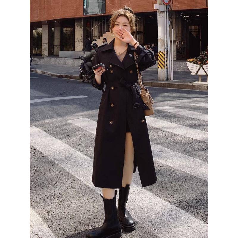 Trenchcoat Damen Mittel und Lang Neu Zweireihiger Mantel mit Gürtel XL von Joom DACH