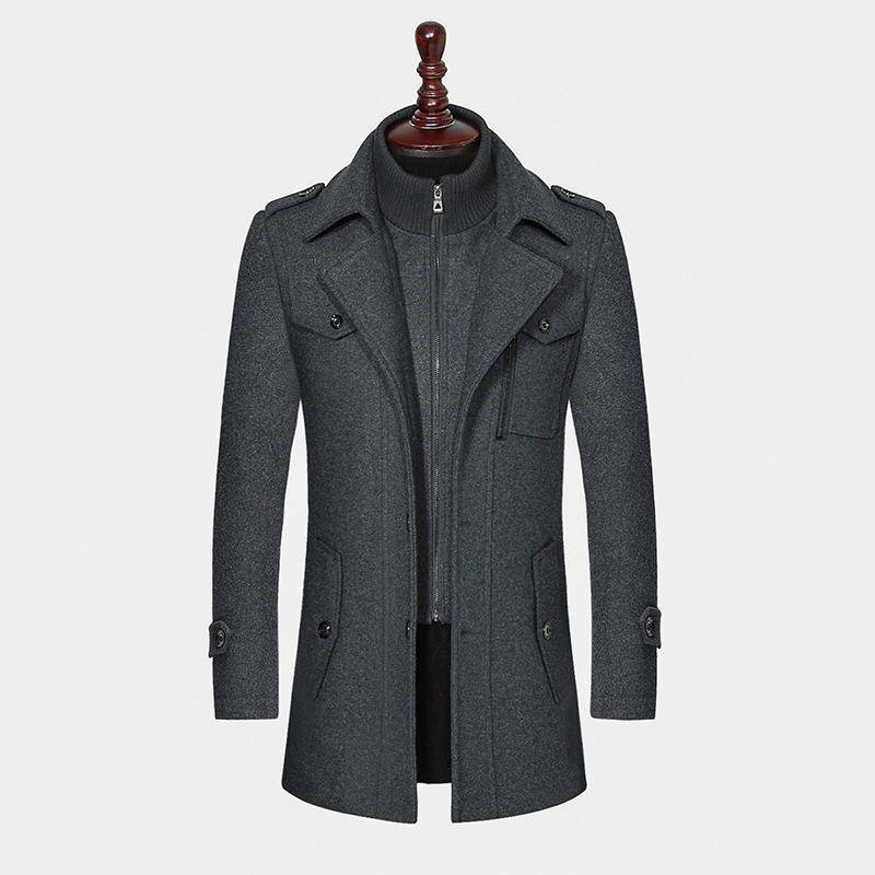 Trenchcoat für Herren, Wollmantel für Herren, Jacken für Herren, modische Jacke und Mantel, Herrenmantel, Doppelkragenmantel, kältebeständige Jacke L von Joom DACH