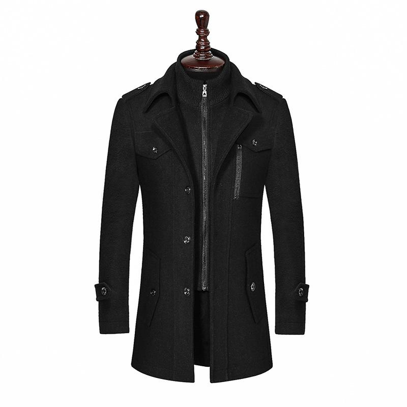 Trenchcoat für Herren, Wollmantel für Herren, Jacken für Herren, modische Jacke und Mantel, Herrenmantel, Doppelkragenmantel, kältebeständige Jacke XXL schwarz von Joom DACH
