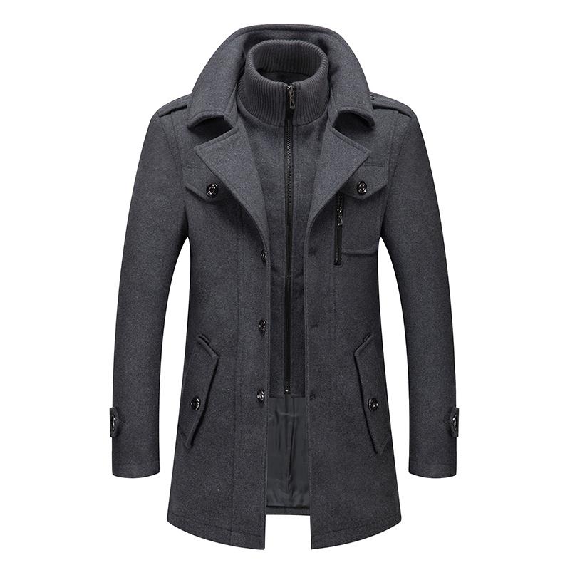 Trenchcoat für Herren, Wollmantel für Herren, Jacken für Herren, modische Jacke und Mantel, Herrenmantel, Doppelkragenmantel, kältebeständige Jacke XXL grau von Joom DACH