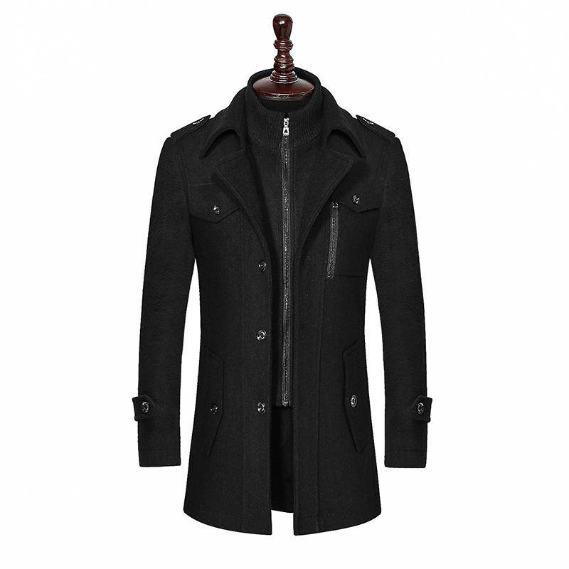Trenchcoat für Herren, Wollmantel für Herren, Jacken für Herren, modische Jacke und Mantel, Herrenmantel, Doppelkragenmantel, kältebeständige Jacke XXXL schwarz von Joom DACH