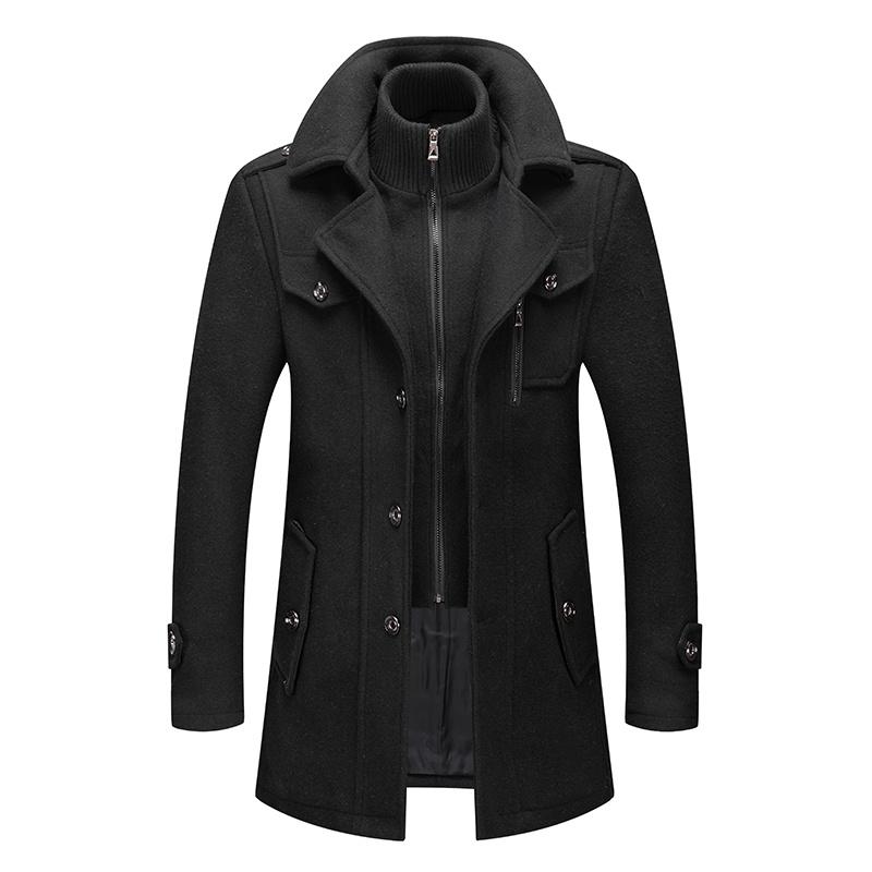 Trenchcoat für Herren, Wollmantel für Herren, Jacken für Herren, modische Jacke und Mantel, Herrenmantel, Doppelkragenmantel, kältebeständige Jacke XXXL schwarz von Joom DACH