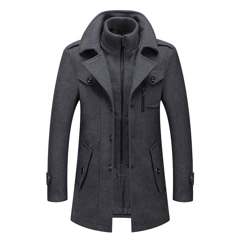Trenchcoat für Herren, Wollmantel für Herren, Jacken für Herren, modische Jacke und Mantel, Herrenmantel, Doppelkragenmantel, kältebeständige Jacke XXXXL grau von Joom DACH