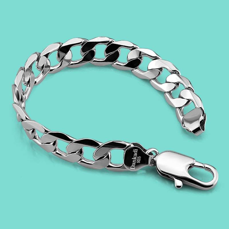Trend 925 Sterling Silber Flaches kubanisches Kettenarmband für Frauen Männer 12MM Breite Armreifen Schmuck Rock Party Club Zubehör Geschenke 19cm(7.5inch) von Joom DACH
