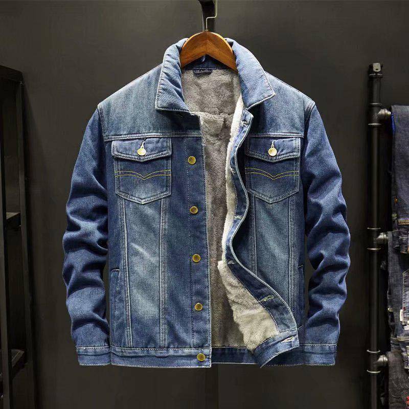 Trendige Winter-Jeansjacke für Herren – dick, warm, lockere Passform, vielseitiger koreanischer Stil L von Joom DACH