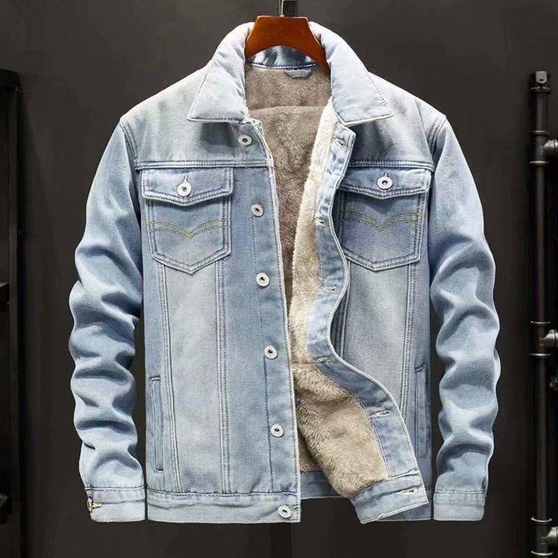 Trendige Winter-Jeansjacke für Herren – dick, warm, lockere Passform, vielseitiger koreanischer Stil XXL von Joom DACH