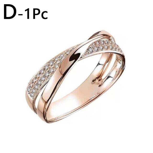 Trendige klassische Eheringe für Damen Mode Zweifarbig X-Form Kreuz Funkelnder CZ-Ring Damen Verlobungsschmuck Geschenke 5 von Joom DACH