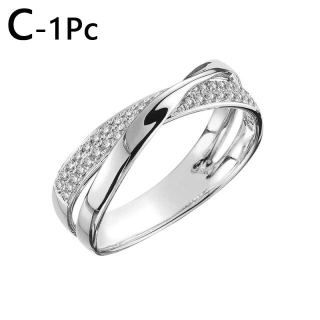 Trendige klassische Eheringe für Damen Mode Zweifarbig X-Form Kreuz Funkelnder CZ-Ring Damen Verlobungsschmuck Geschenke 8 von Joom DACH