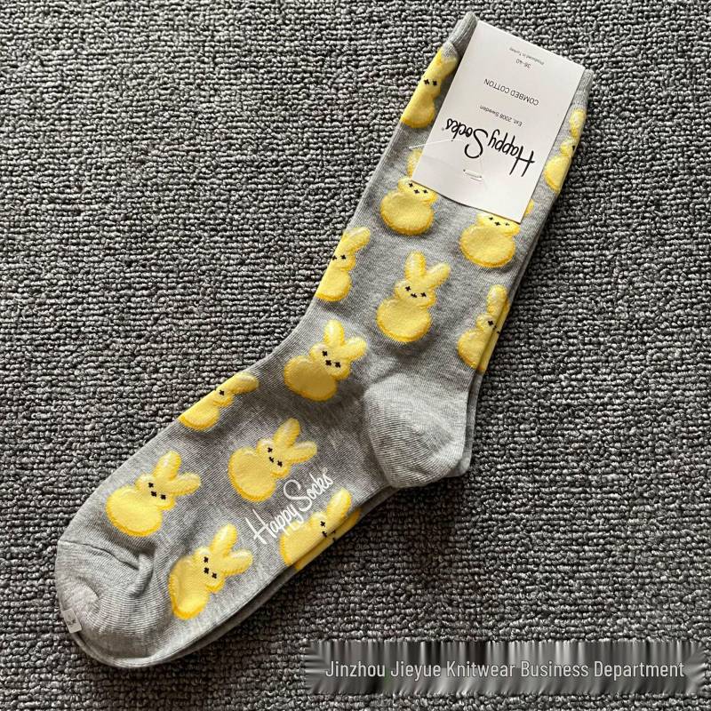 Trendige schwedische Mid-Calf Happy Socks: Damen- & Paar-Beinformender Frühling/Herbst-Stil von Joom DACH