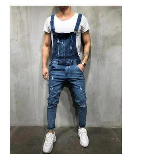 Trendiger Herren-Overall aus zerrissenem Denim M blau von Joom DACH