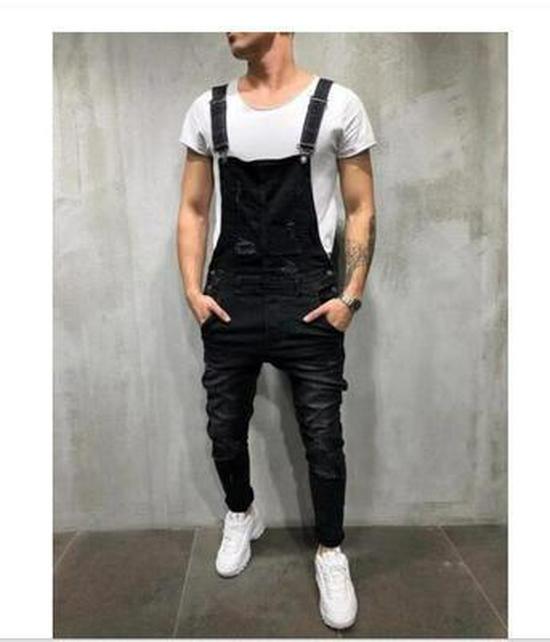 Trendiger Herren-Overall aus zerrissenem Denim M schwarz von Joom DACH