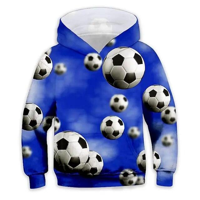 Trendiger Kapuzenpullover mit fliegendem Fußball für Jungen und Mädchen, 3D-Druck, coole Hip-Hop-Straßensport-Freizeitoberteile für Kinder 150 von Joom DACH