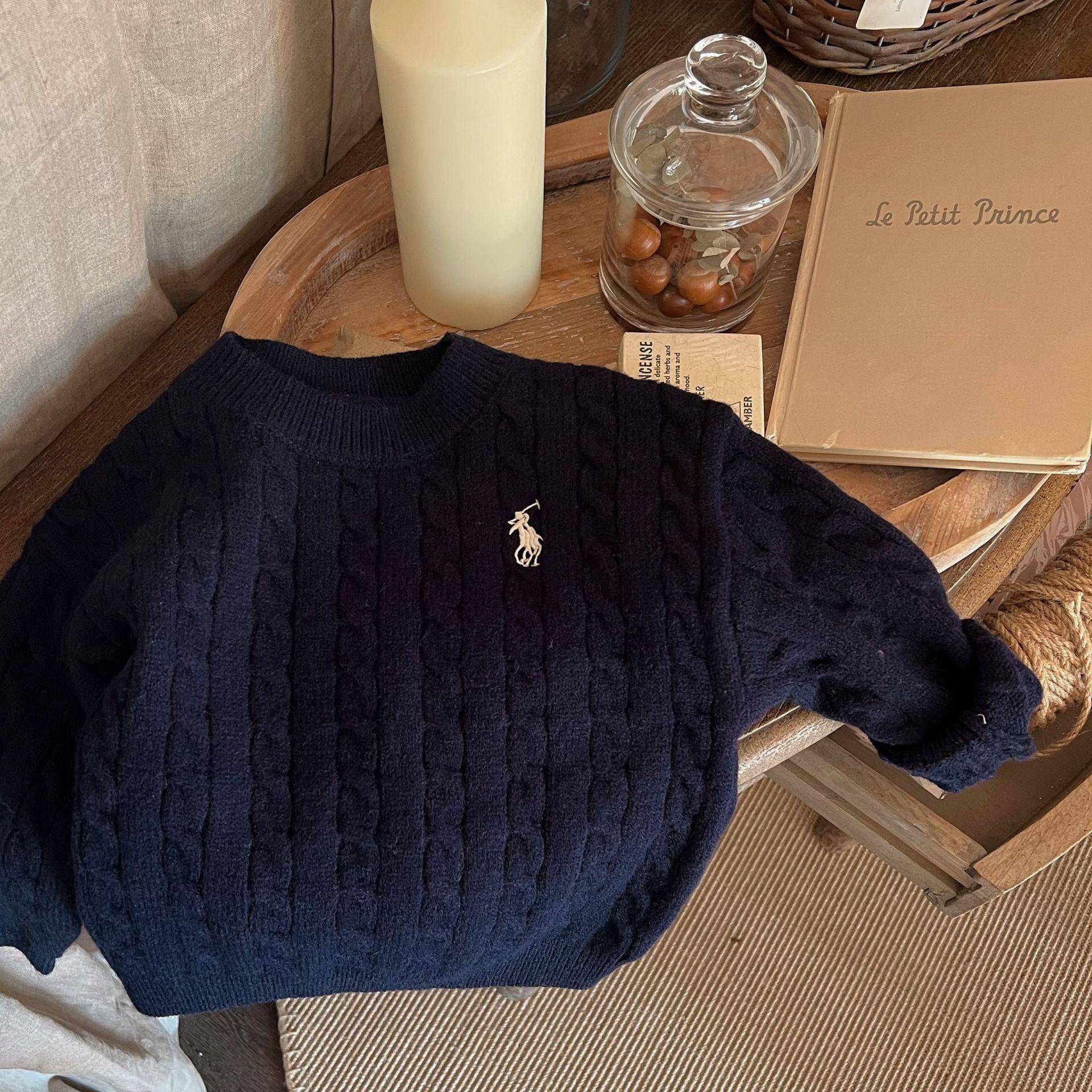 Trendiger Kinder Herbstpullover: Langärmliger Strickpullover im koreanischen Stil für Jungen und Mädchen 120cm von Joom DACH