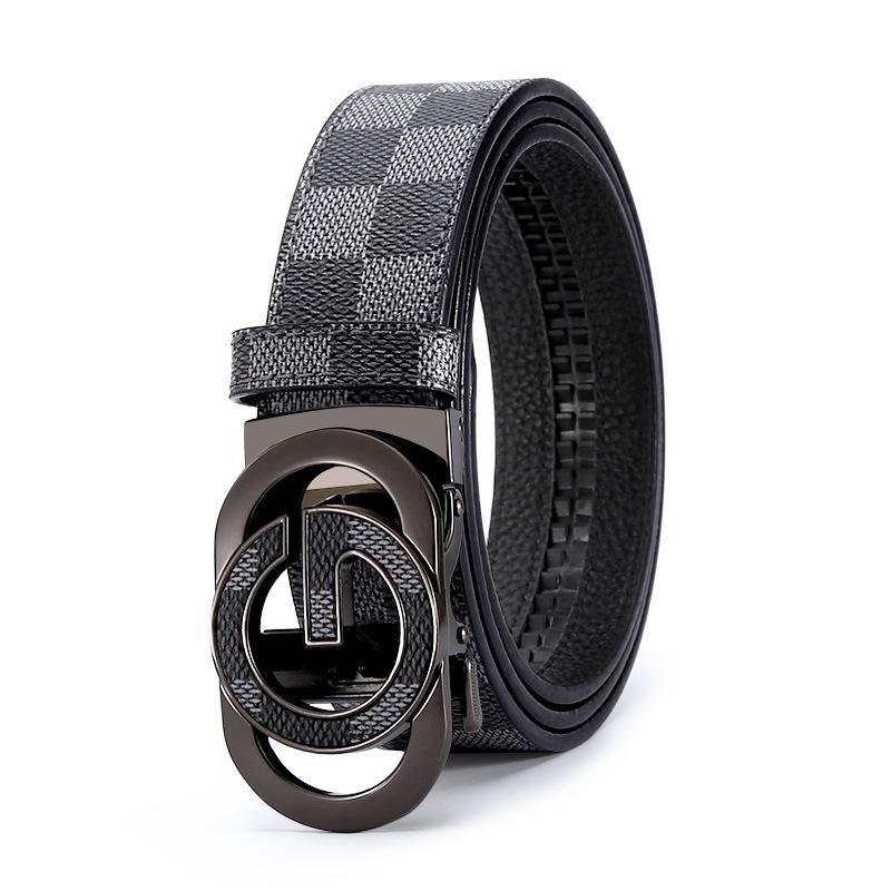 Trendiger Ledergürtel für Herren mit automatischer Schnalle aus Legierung mit Buchstaben - vielseitig einsetzbar für Freizeit und Business 115cm von Joom DACH