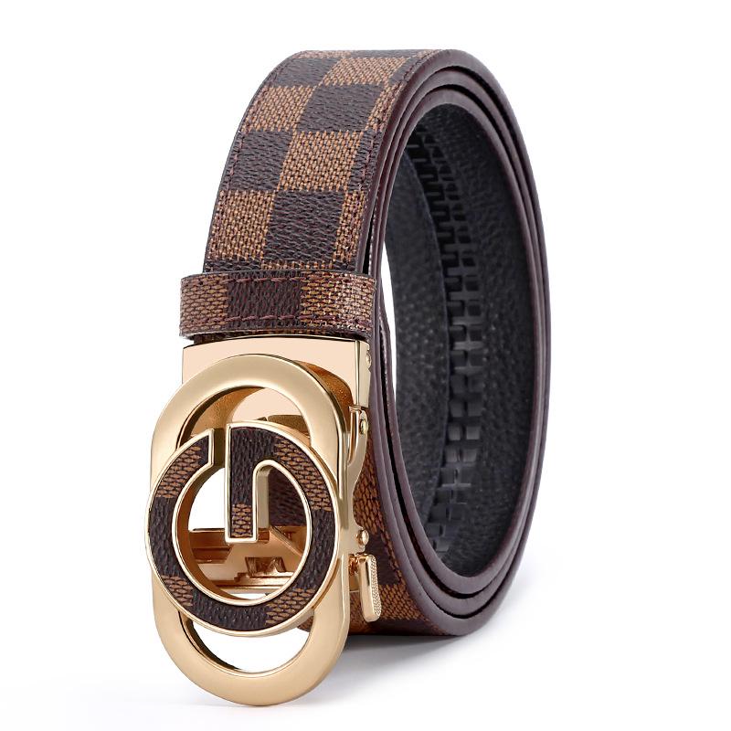 Trendiger Ledergürtel für Herren mit automatischer Schnalle aus Legierung mit Buchstaben - vielseitig einsetzbar für Freizeit und Business 115cm von Joom DACH