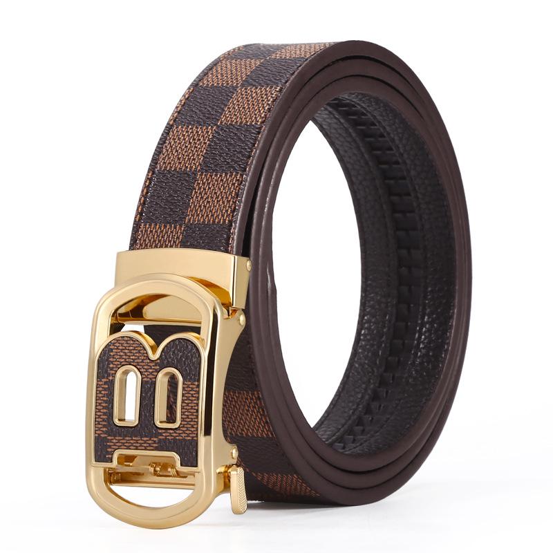 Trendiger Ledergürtel für Herren mit automatischer Schnalle aus Legierung mit Buchstaben - vielseitig einsetzbar für Freizeit und Business 120cm von Joom DACH