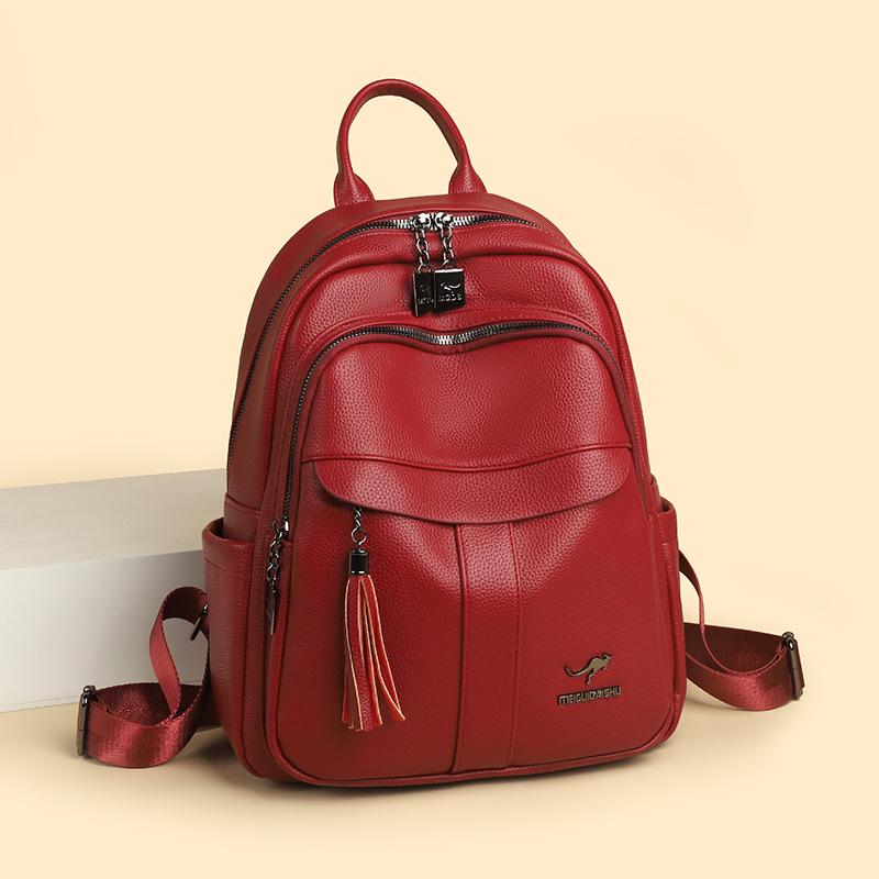 Trendiger koreanischer Rucksack aus weichem Leder für Frauen mittleren Alters – 2024 neuer Stil, modisch und vielseitig von Joom DACH