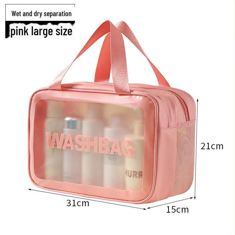Trendy, wasserdichte, transparente Kosmetiktasche mit großem Fassungsvermögen für Damen – Tragbare Aufbewahrung für Reise-Kulturartikel von Joom DACH