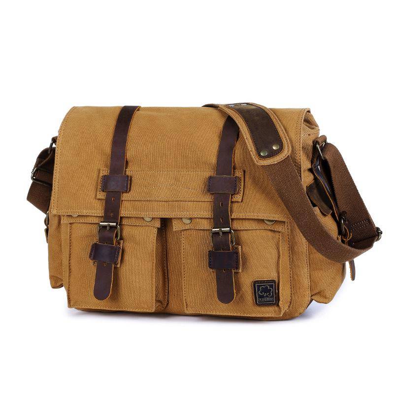 Trendy 17-Zoll-Umhängetasche aus Canvas für Herren – sieben Farben, extra groß für die Freizeit im Freien 17-inch khaki von Joom DACH