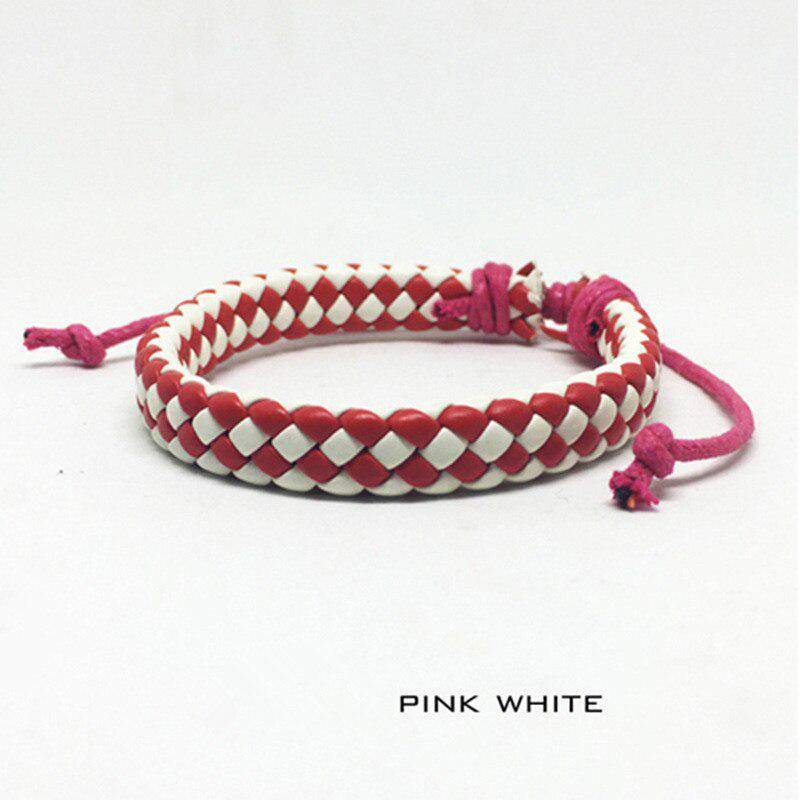 Trendy Charm Armbänder Leder Schmuck gewebt Seil Kette komfortable Vintage Männer Frauen Geschenk rosa von Joom DACH